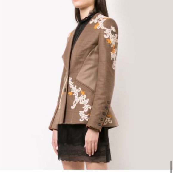 Jonathan Simkhai Brown Wool Appliqué Basque Jacket - Picture 12 of 15